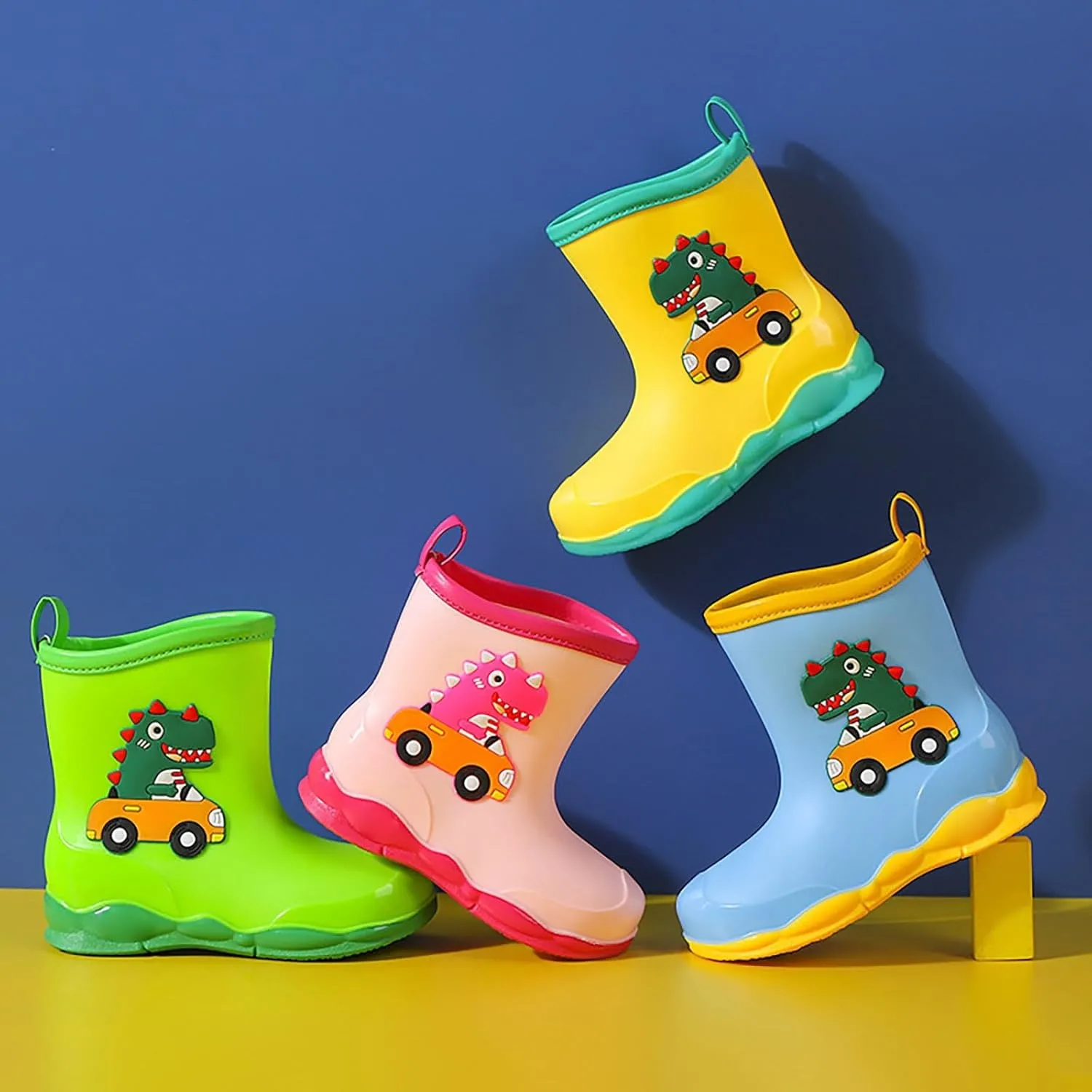 Kids Cartoon Dinosaur Printed Rain Shoes Shoes Outdoor Slip Boots Non Slip Rain Children's Shoes Kids Ankle Boots