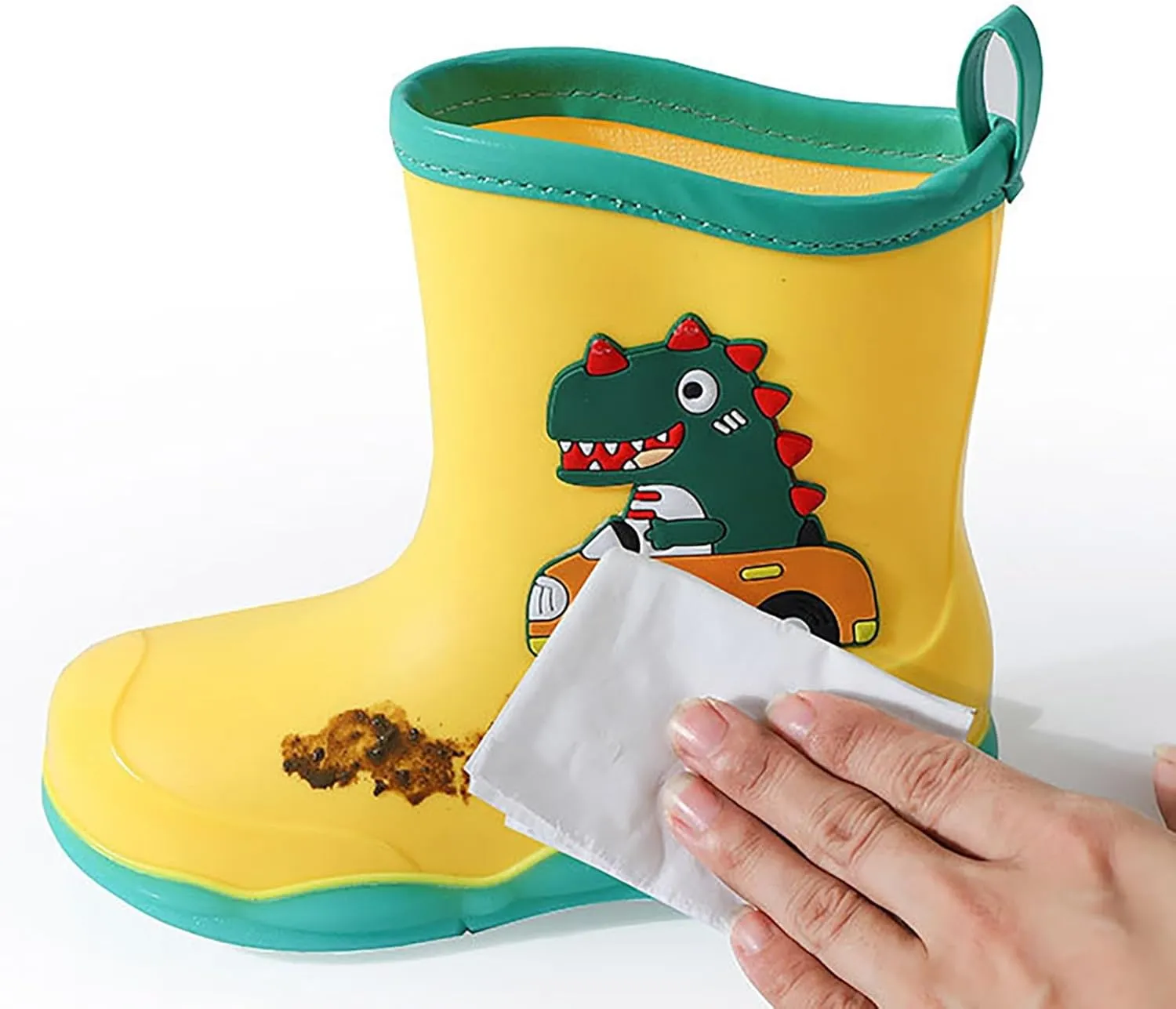 Kids Cartoon Dinosaur Printed Rain Shoes Shoes Outdoor Slip Boots Non Slip Rain Children's Shoes Kids Ankle Boots