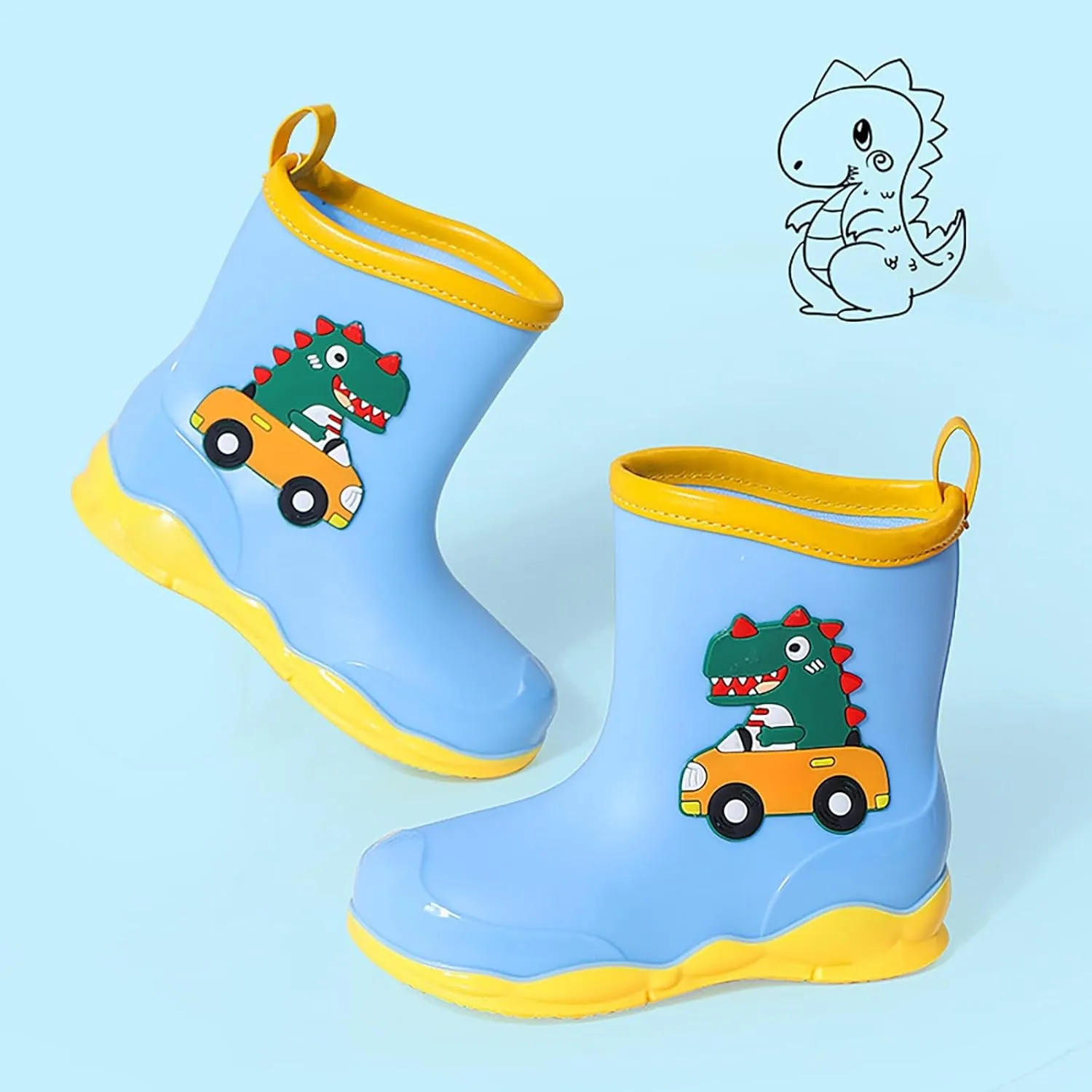 Kids Cartoon Dinosaur Printed Rain Shoes Shoes Outdoor Slip Boots Non Slip Rain Children's Shoes Kids Ankle Boots