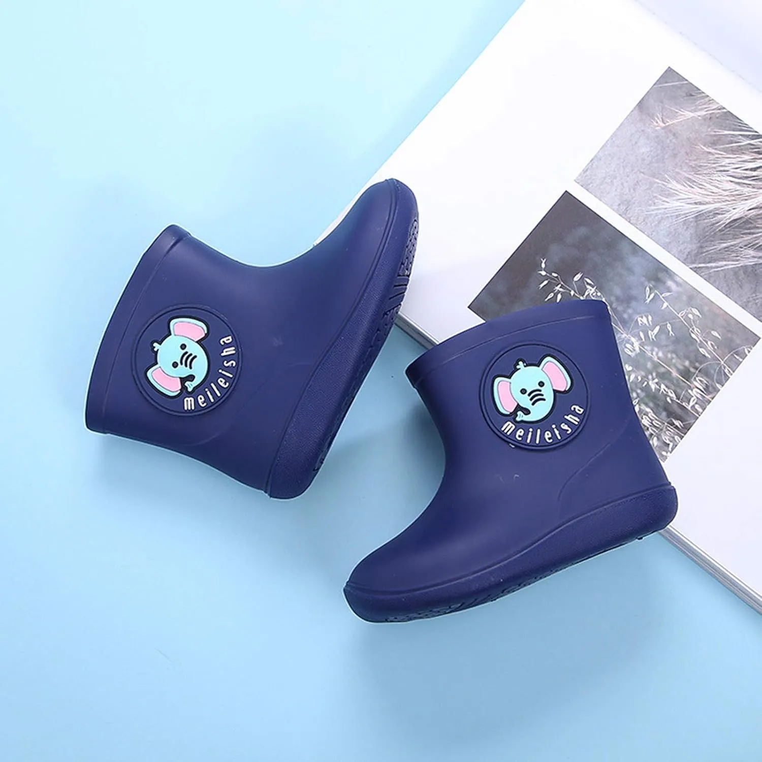 Kids Rain Boots Boys Girls Waterproof Ankle Boots Easy-on Outdoor Rain Boot Unisex-Child Slip On Mud Boots