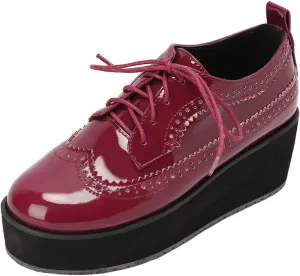 KOKOMOMO Womens Wingtip Platform Wedge Oxfords Heels Patent Leather Oxford Brogues Shoes High Heel Vintage Sneakers