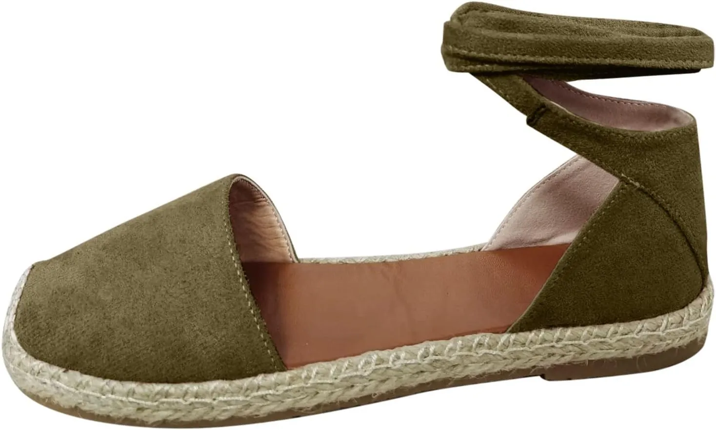 Ladies Flat Sandals Linen Vintage Cover Heel Falt Espadrille Straw Solid Closed toe Covered toe Beach Sandals
