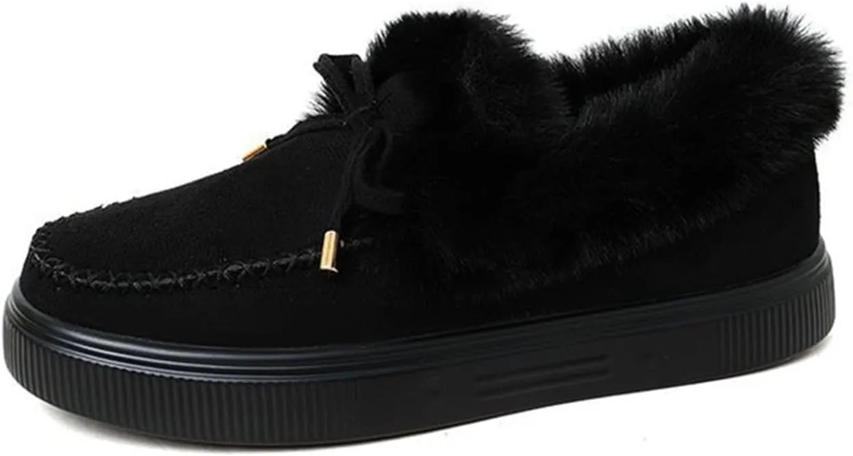 Ladmiple Boots For Women Ankle Booties Winter Snow Boots with Fur Lined Warm Slip On Comfortable Outdoor Walking Shoes