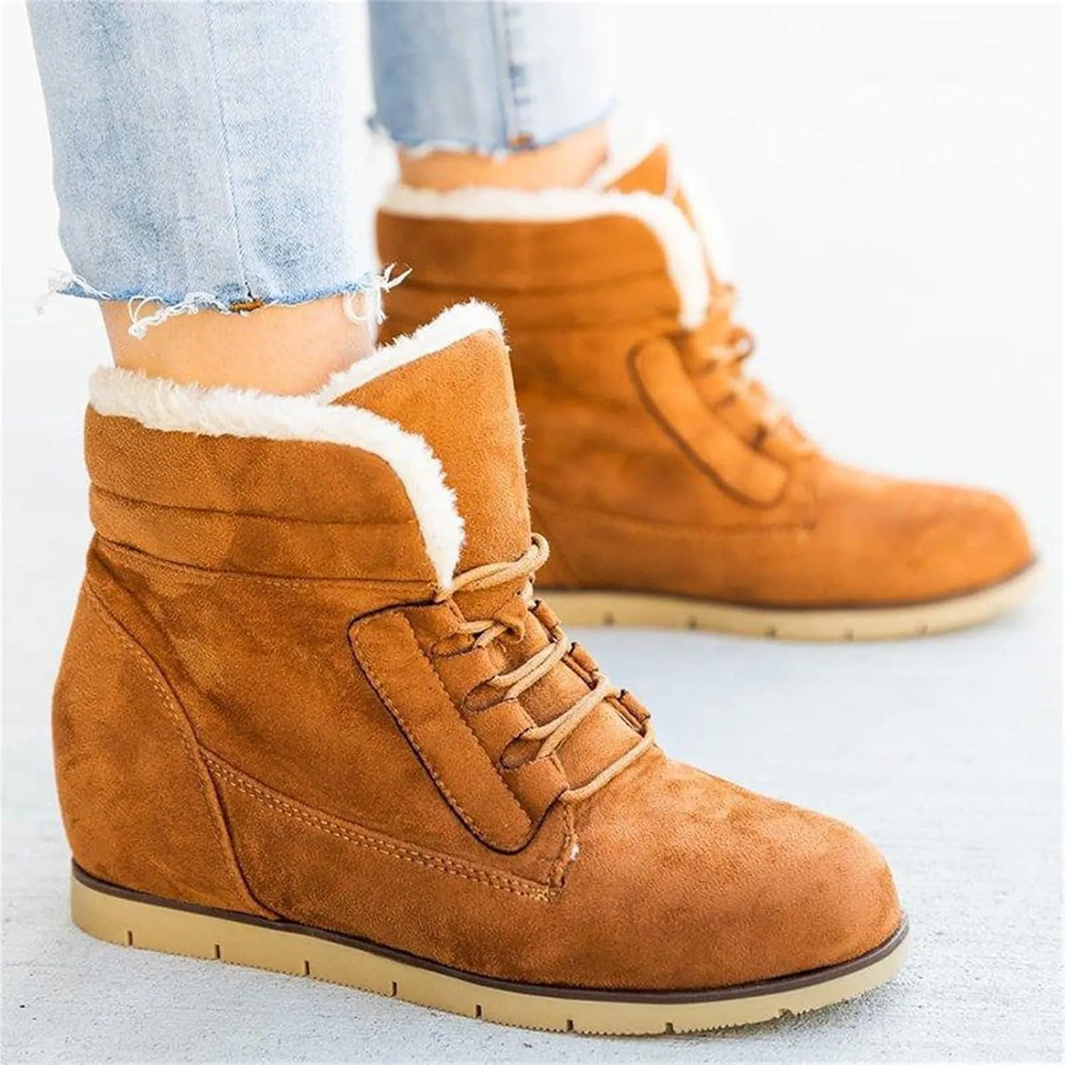 Ladmiple Snow Boots For Women 2023 Trendy Winter Shoes with Fur Lined Warm Slip On Ankle Booties Outdoor Walking Shoes