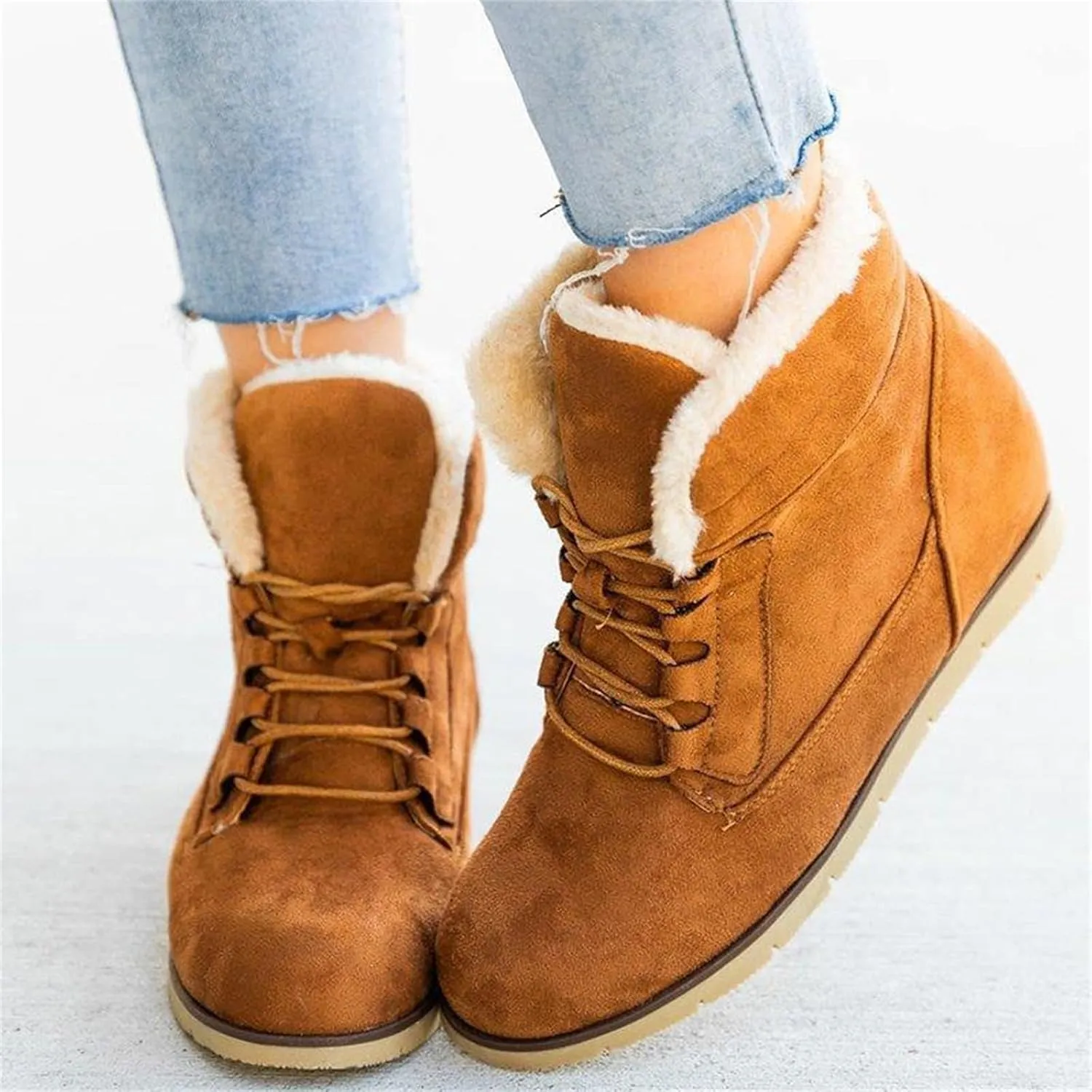 Ladmiple Snow Boots For Women 2023 Trendy Winter Shoes with Fur Lined Warm Slip On Ankle Booties Outdoor Walking Shoes