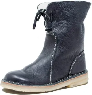 Ladmiple Snow Boots For Women Cute High Top Slip-on Warm Loafers Faux Fur-Lined Winter Ankle Booties Mid Calf Walking Shoes