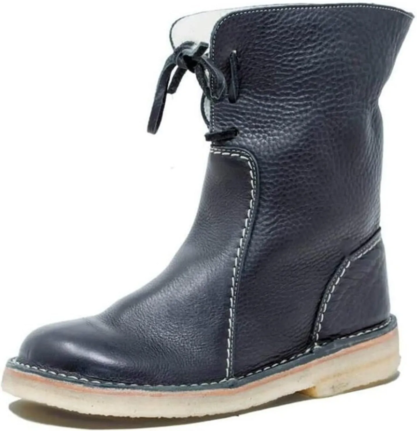 Ladmiple Snow Boots For Women Cute High Top Slip-on Warm Loafers Faux Fur-Lined Winter Ankle Booties Mid Calf Walking Shoes