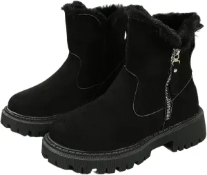 Ladmiple Snow Boots For Women Cute High Top Winter Boots Classic Faux Fur Lined Slip On Ankle Booties Mid Calf Warm Shoes