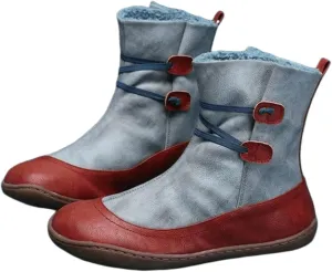 Ladmiple Snow Boots For Women Cute Tall Mid Calf Boots Warm Ankle Booties Slip On Outdoor Fur Lined Walking Winter Shoes