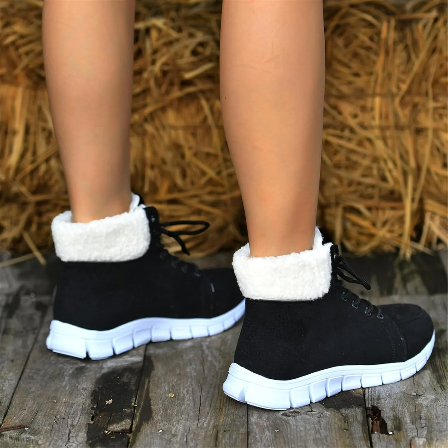 Ladmiple Snow Boots For Women Slip On Warm Fur Lined Winter Boots Outdoor Short Ankle Booties Comfort Fashion Walking Shoes