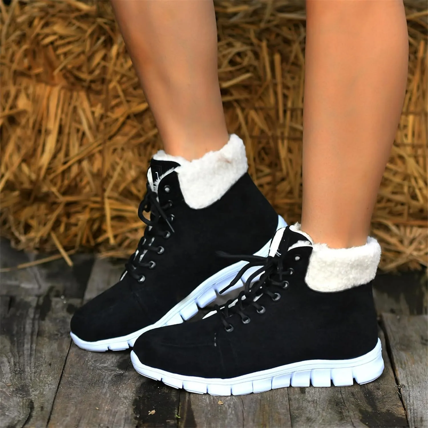 Ladmiple Snow Boots For Women Slip On Warm Fur Lined Winter Boots Outdoor Short Ankle Booties Comfort Fashion Walking Shoes