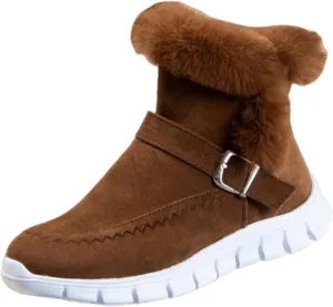 Ladmiple Snow Boots For Women Wide Calf Winter Boots Classic Faux Fur Lined Slip On Ankle Boots Fashion Warm Walking Shoes
