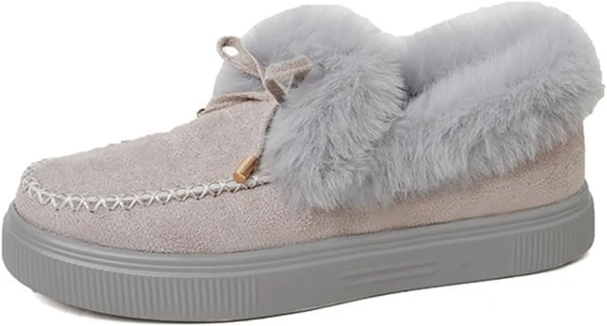 Ladmiple Winter Boots For Women 2024 Warm Fur Lined Snow Boots Outdoor Short Ankle Booties Slip On Fashion Walking Shoes