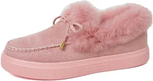 Ladmiple Winter Boots For Women Fashion Casual Slip-on Warm Loafers Shoes Faux Fur-Lined Comfortable Snow Ankle Booties