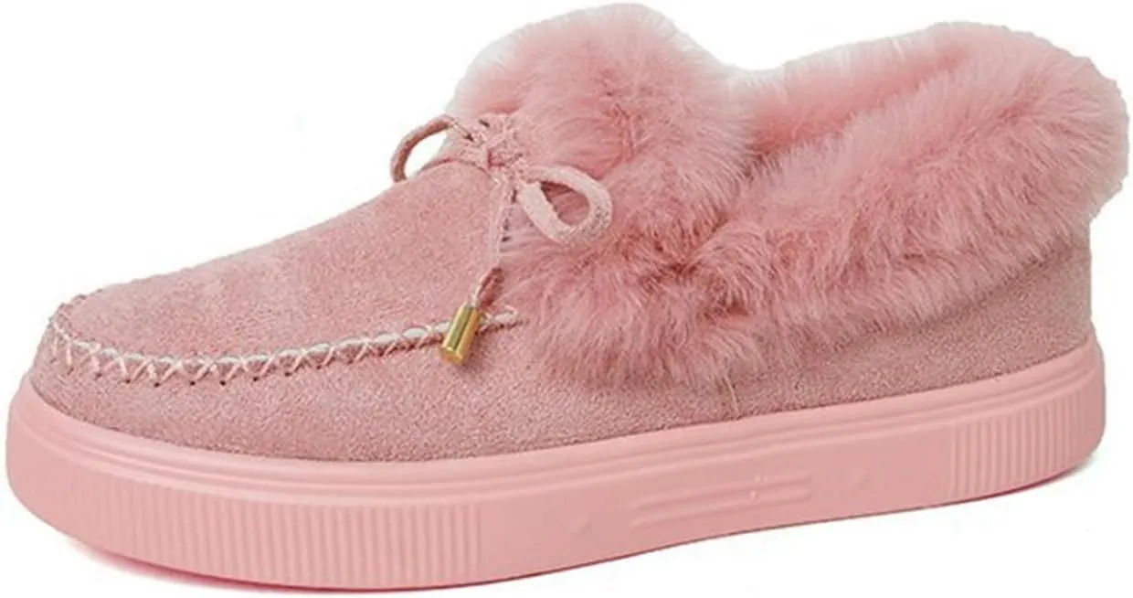 Ladmiple Winter Boots For Women Fashion Casual Slip-on Warm Loafers Shoes Faux Fur-Lined Comfortable Snow Ankle Booties