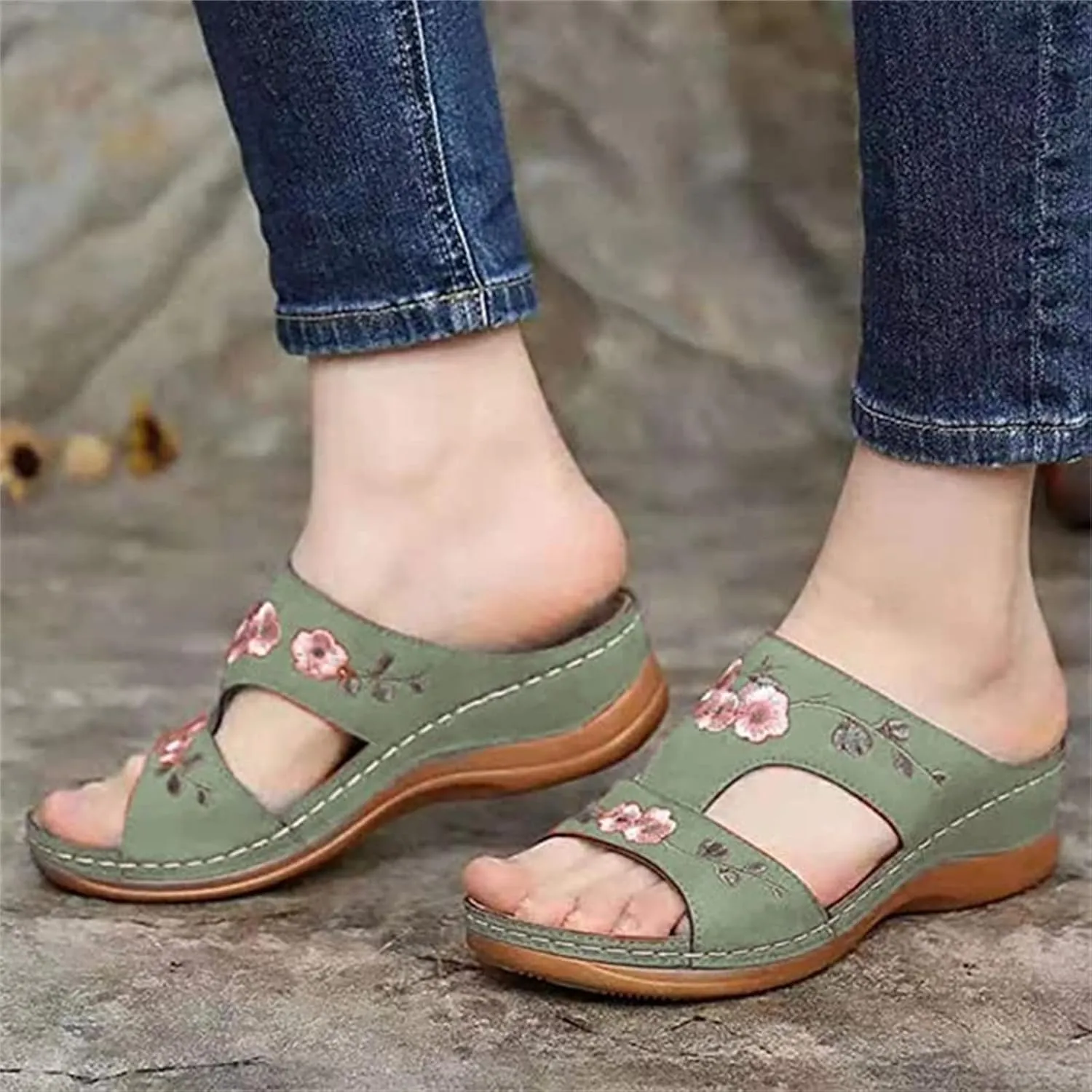 Lausiuoe Dress Sandals For Women Orthotic Dressy Casual Summer Arch Support Comfortable Flat Slides Orthopedic Flip Flops