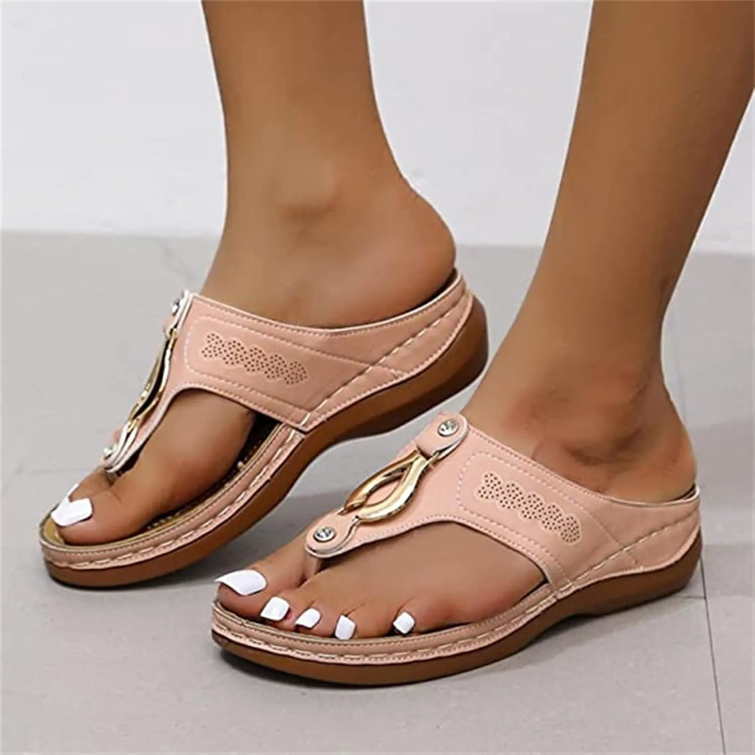 Lausiuoe Orthopedic Dress Sandals For Women Plantar Fasciitis Comfortable Thong Flip Flops For Flat Feet with Arch Support