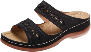 Lausiuoe Orthopedic Sandals For Women Dressy Arch Support Slides Slippers Comfort Orthotic Flip Flops for Plantar Fasciitis