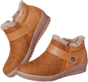 Lausiuoe Snow Boots For Women Cute Wide Calf Warm Fur Lined Winter Ankle Booties Casual Fashion Fuzzy Warm Outdoor Shoes