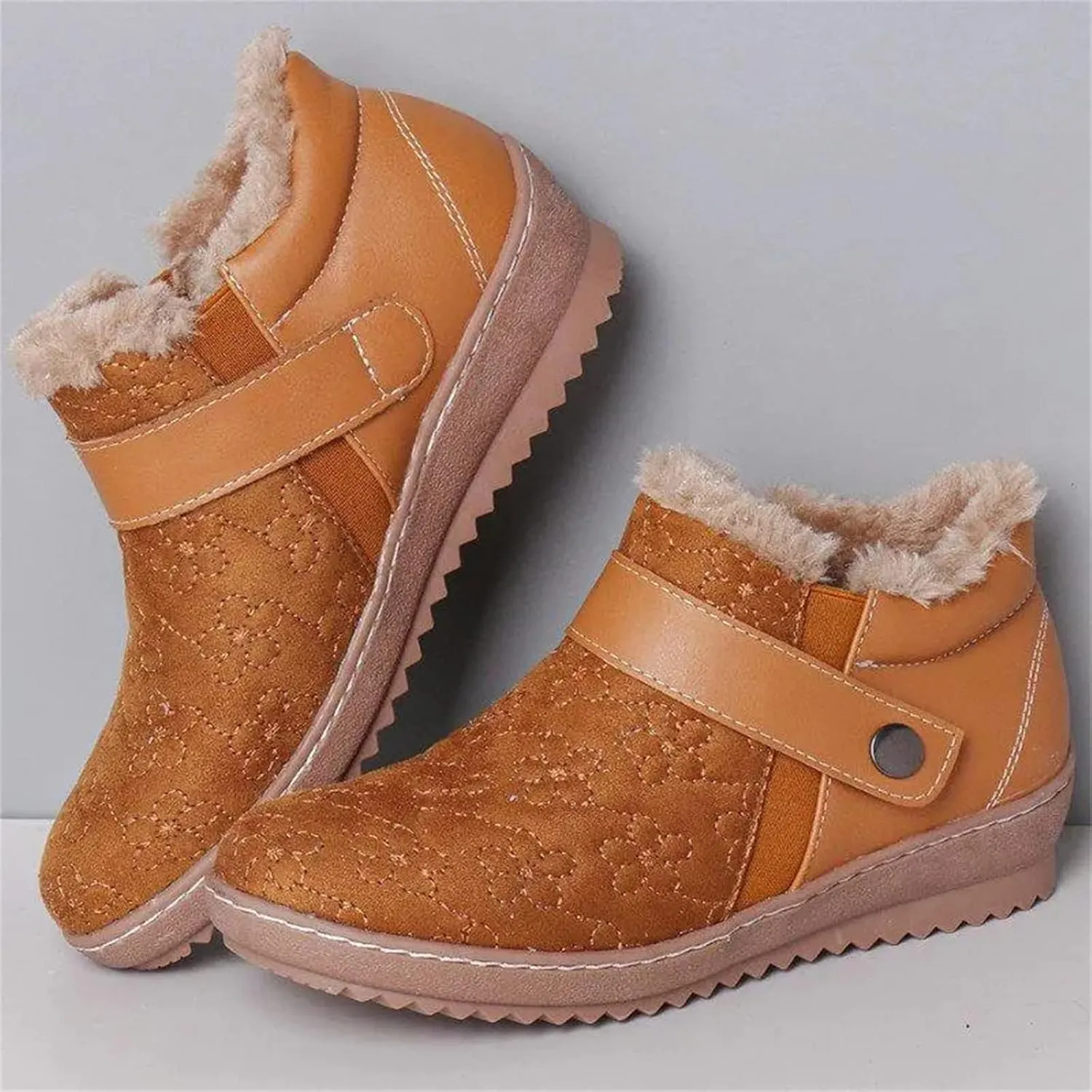 Lausiuoe Snow Boots For Women Cute Wide Calf Warm Fur Lined Winter Ankle Booties Casual Fashion Fuzzy Warm Outdoor Shoes