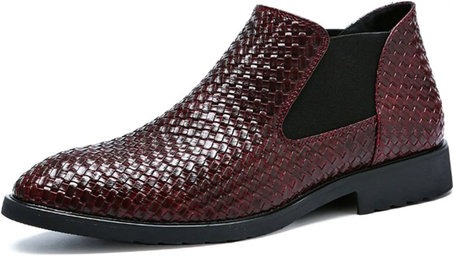 Leather Male Dress Shoes Casual Business Oxford Derby Leather Shoes Formal Business Casual Oxford Trendy Plaid Upper Tuxedo Shoes for Men