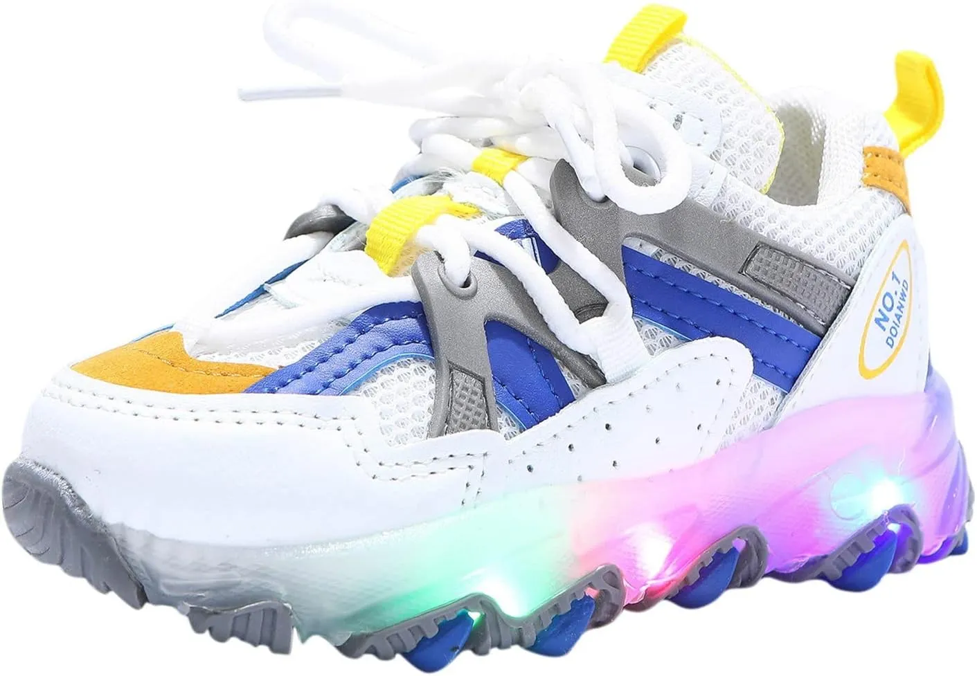 LED Light Up Sneakers Breathable Sport Casual Girls Boys Shoes Adjustable Strap Flashing for Toddler/Little Kid (Blue, 12 Little Kid)
