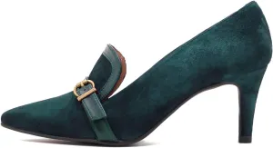 LEHOOR Women Low Kitten Heel Pumps Pointed Toe 3 inch Slip On Loafers Pump Buckle Straps Office Work Business Classic Stiletto Heels Dress Shoes Closed Toe Formal for Ladies Wedding Spring 4-13 M US
