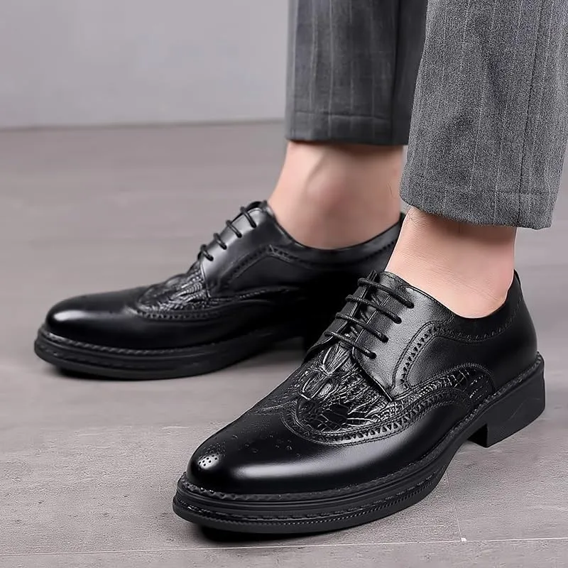 Men's Breathable Leather Brogue Oxfords Business Derby Shoes
