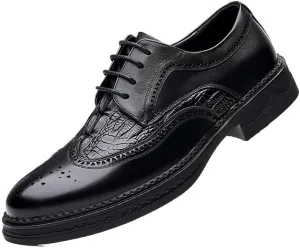 Men's Breathable Leather Brogue Oxfords Business Derby Shoes