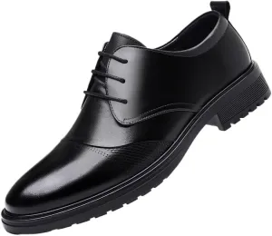 Men's Breathable Leather Wingtip Brogue Oxfords Shoes Mens Fashion Classic Pointed Toe Lace Up Low Top Leather Dress Shoes