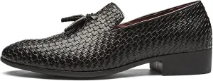 Men's Business Casual Dress Shoes Classic Loafers Modern Formal Woven PU Leather Oxfords