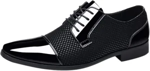 Mens Business Casual Slip On Shoes Classical Style Leather Shoes for Men Slip On PU Leather Low Rubber Sole Block Heel Work Men's Dress Shoes Loafers Leather