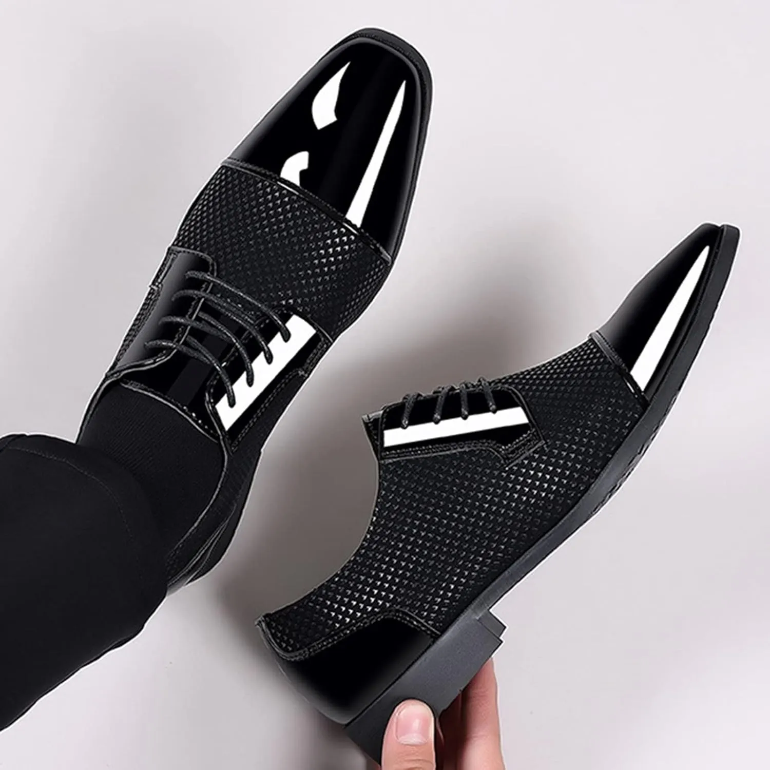 Mens Business Casual Slip On Shoes Classical Style Leather Shoes for Men Slip On PU Leather Low Rubber Sole Block Heel Work Men's Dress Shoes Loafers Leather