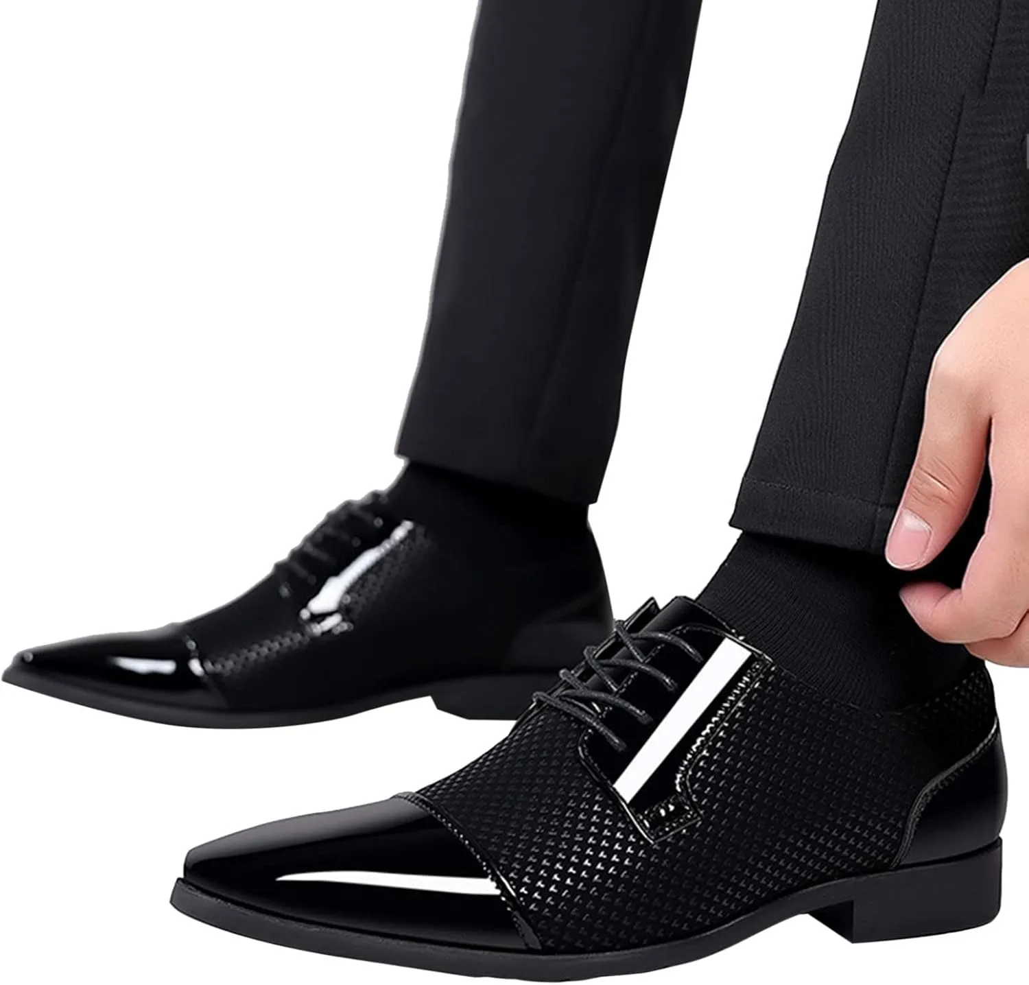 Mens Business Casual Slip On Shoes Classical Style Leather Shoes for Men Slip On PU Leather Low Rubber Sole Block Heel Work Men's Dress Shoes Loafers Leather