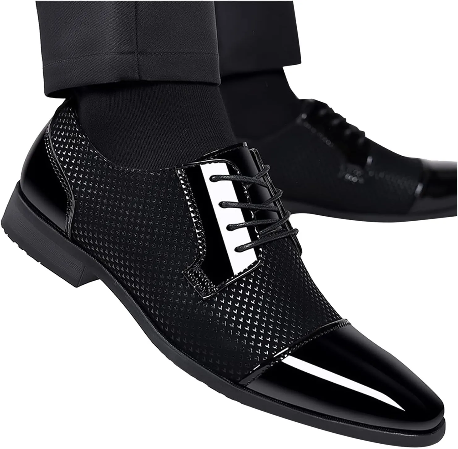 Mens Business Casual Slip On Shoes Classical Style Leather Shoes for Men Slip On PU Leather Low Rubber Sole Block Heel Work Men's Dress Shoes Loafers Leather