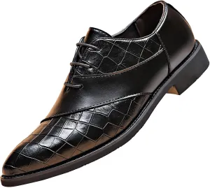 Men's Business Lace Up Shoes Casual Solid Leather Fashion Tan Leather Breathable Comfortable Dress Shoes