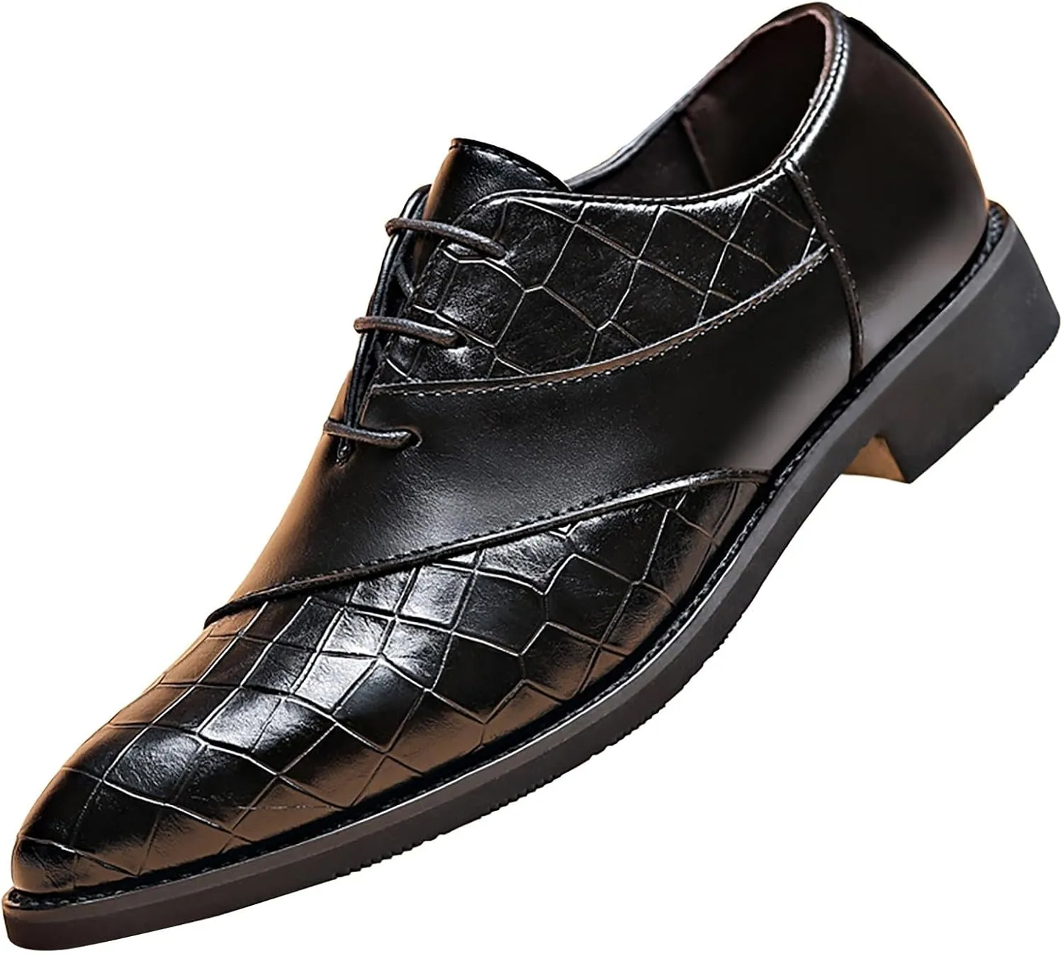 Men's Business Lace Up Shoes Casual Solid Leather Fashion Tan Leather Breathable Comfortable Dress Shoes