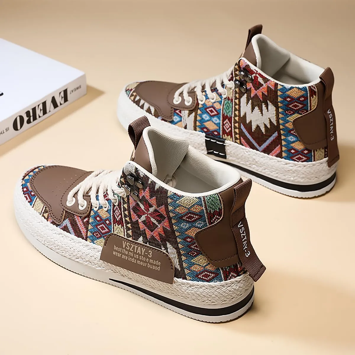 Mens Canvas Shoes High Top Casual Shoes Western Walking Sneakers Lace up Walking Shoes for Men