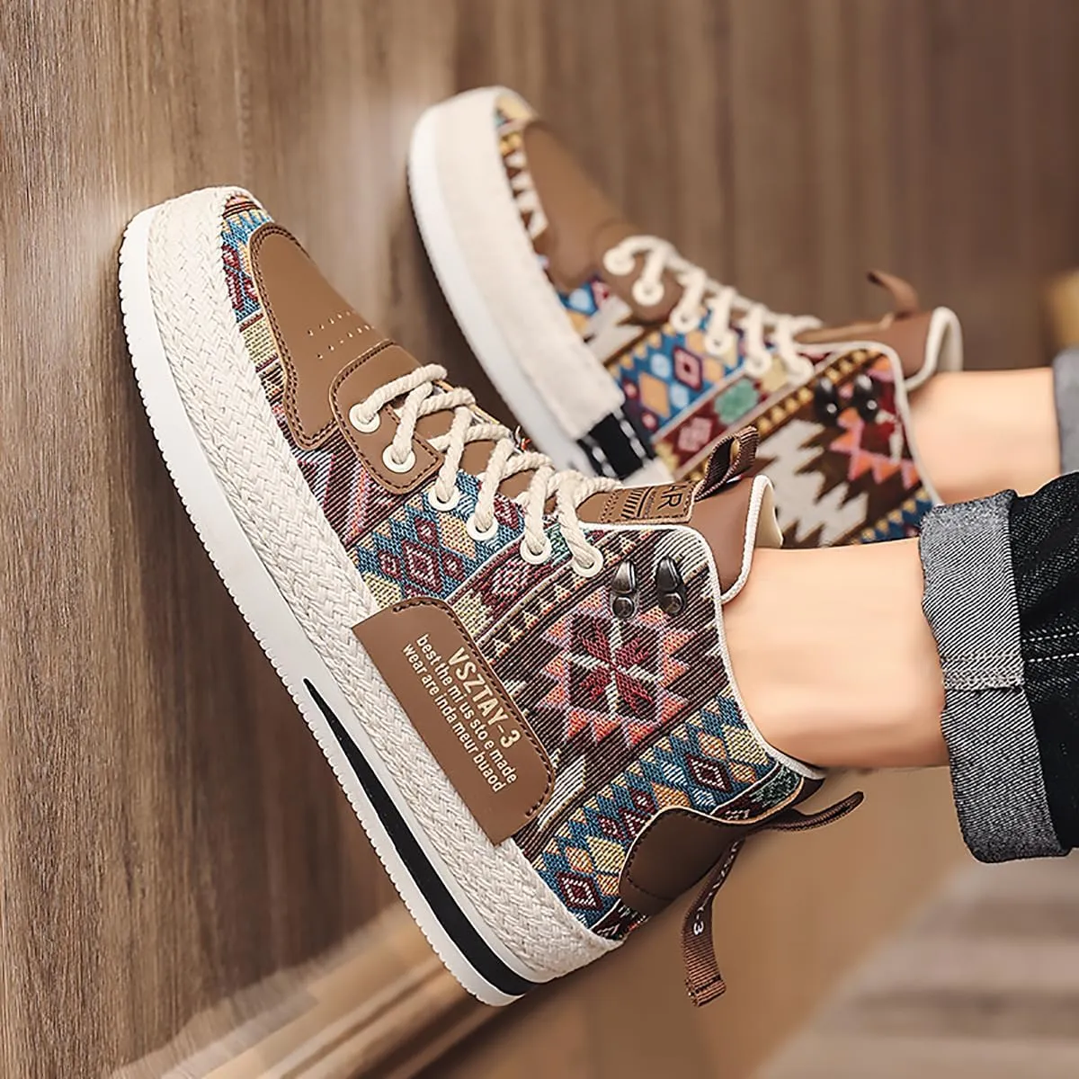 Mens Canvas Shoes High Top Casual Shoes Western Walking Sneakers Lace up Walking Shoes for Men