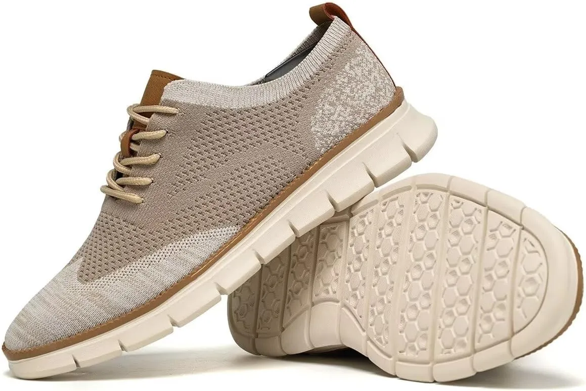 Men's Casual Dress Business Oxfords Shoes Breathable Knit Classic Leisure Fashion Sneakers Lightweight Comfortable Walking Shoes
