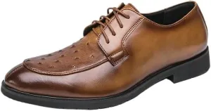 Men's Classic Lace-up Formal Oxfords Casual Business Oxford Derby Leather Shoes for Weddings Business Office Prom