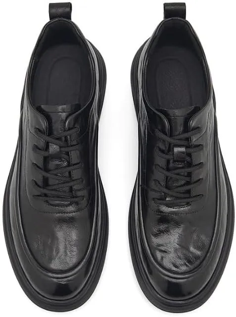 Men's Classic Lace-up Formal Oxfords Men's Genuine Leather Lace Up Oxfords Comfort Wide Round Toe Non-Slip Dress Shoes