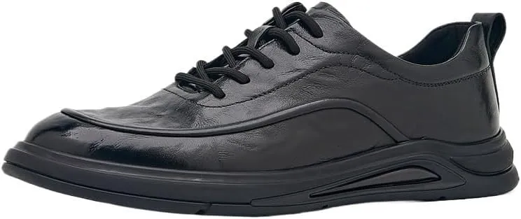 Men's Classic Lace-up Formal Oxfords Men's Genuine Leather Lace Up Oxfords Comfort Wide Round Toe Non-Slip Dress Shoes
