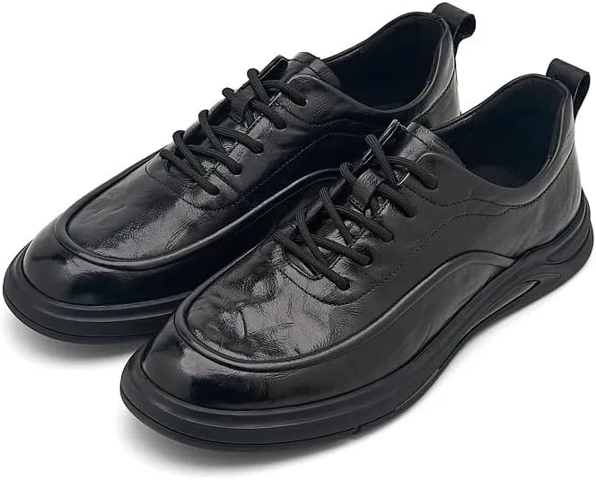 Men's Classic Lace-up Formal Oxfords Men's Genuine Leather Lace Up Oxfords Comfort Wide Round Toe Non-Slip Dress Shoes