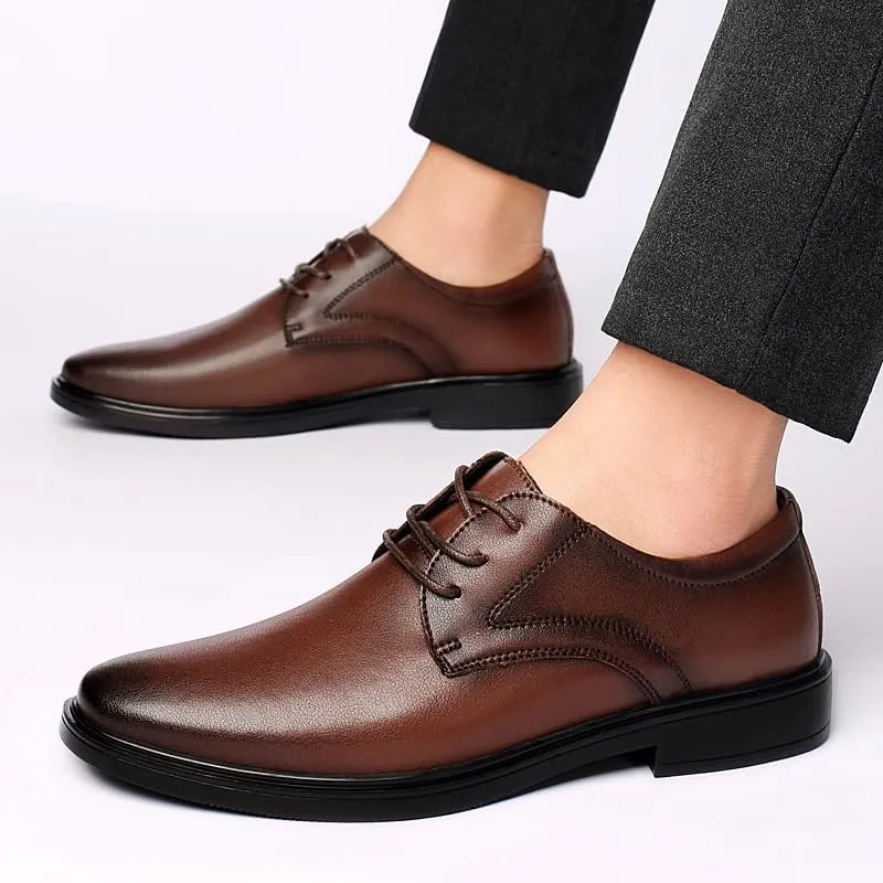 Mens Classic Leather Dress Shoes Classic Wingtip Breathable Comfortable Business Oxfords Shoes Non-Slip Softsole Walking Oxford Shoes