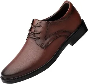 Mens Classic Leather Dress Shoes Classic Wingtip Breathable Comfortable Business Oxfords Shoes Non-Slip Softsole Walking Oxford Shoes