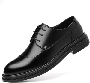 Men's Classic Leather Dress Shoes Pointed Toe Non-Slip Softsole Fashion Classic Lace Up Brogue Tuxedo Shoes