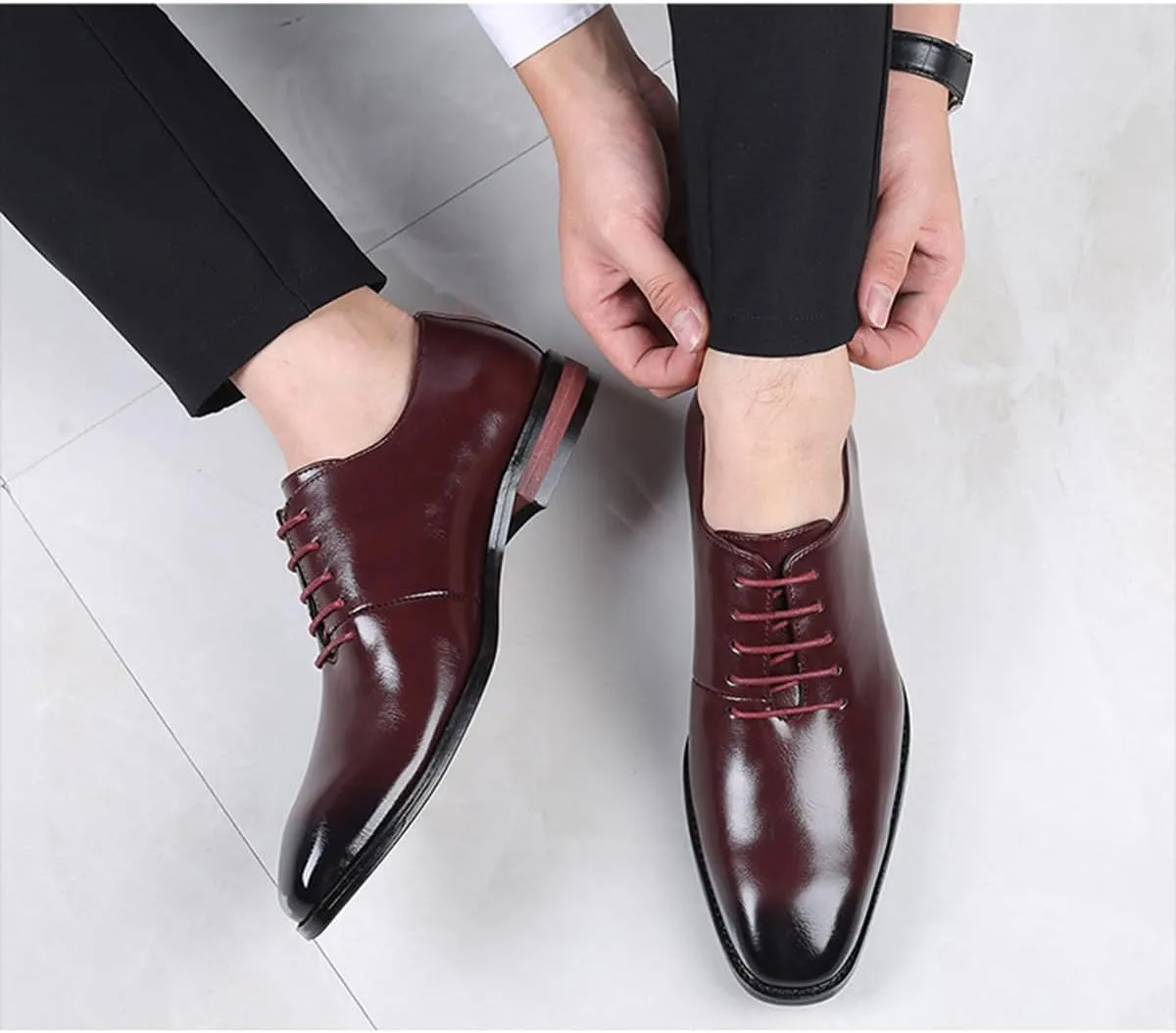 Mens Classic Oxfords Dress Shoes Formal Business Brogues Derby Lace Up Shoes for Men Wedding Office Party Uniform