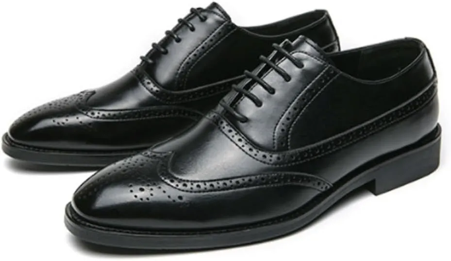 Mens Dress Shoes Classic Lace Up Brogue Formal Tuxedo Wedding Evening Party Office Uniform Wide Comfortable Oxford