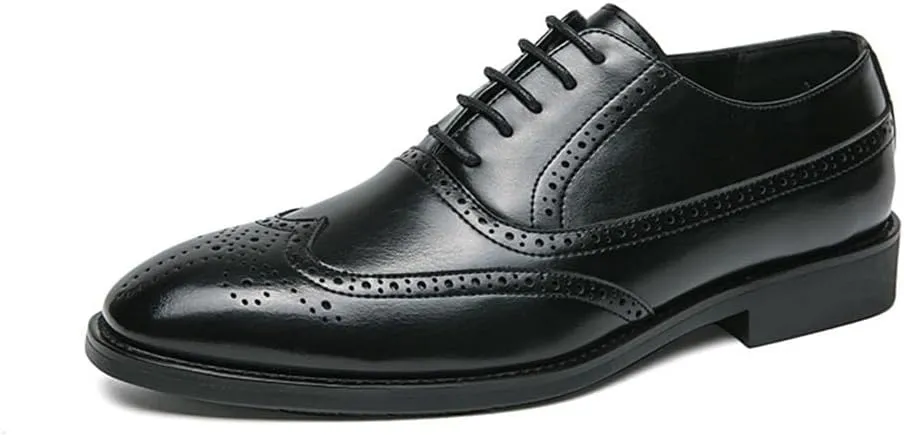 Mens Dress Shoes Classic Lace Up Brogue Formal Tuxedo Wedding Evening Party Office Uniform Wide Comfortable Oxford